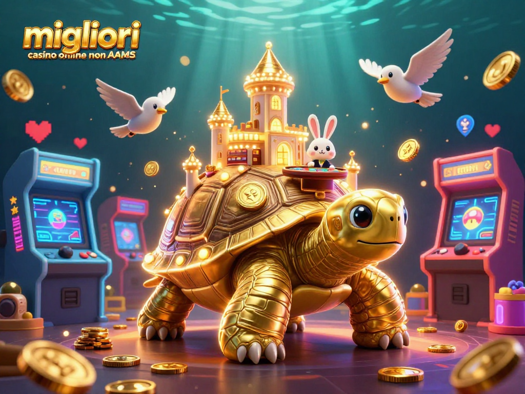 Gioca nei migliori casino online non AAMS mentre il tortoise d'oro e il dealer con le carte creano atmosfera