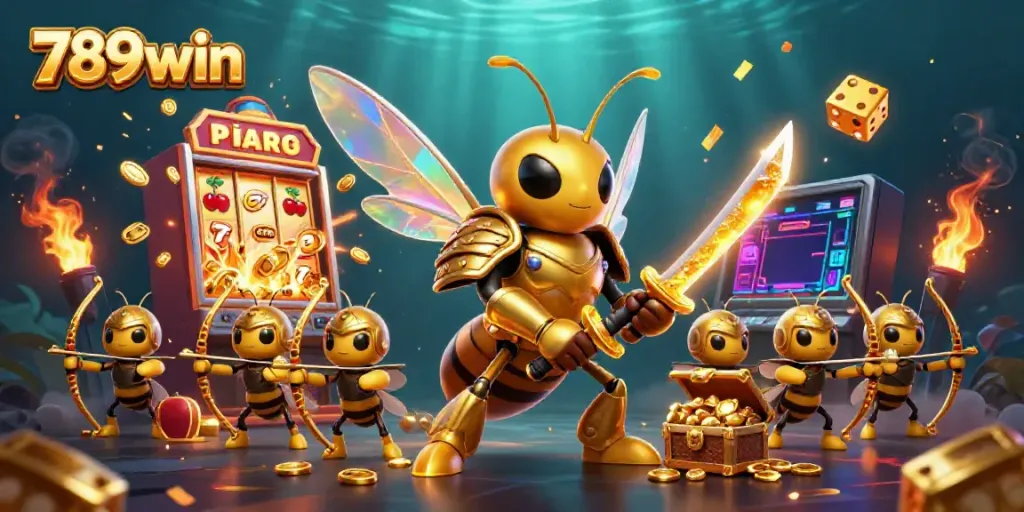 Experience the thrill of winning with 789win's colorful casino illustration featuring dynamic characters and games.