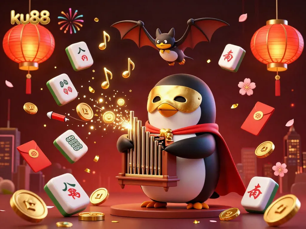 Experience the magic of ku88 with colorful coins and lively characters in a vibrant casino scene.