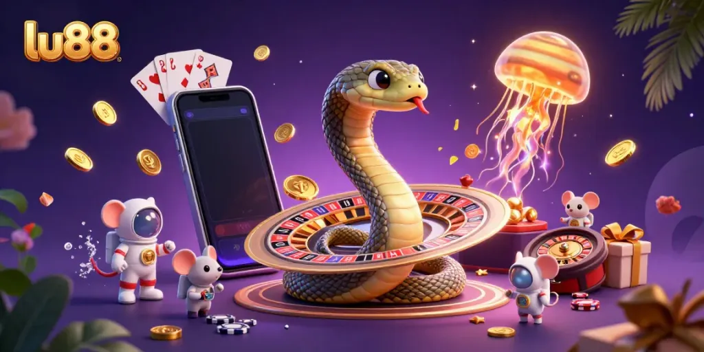 Engage in thrilling games at lu88 with dynamic characters and vibrant casino elements.