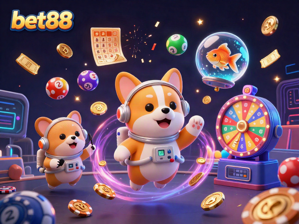Experience exciting wins with bet88 in a vibrant, ultra-detailed 3D casino illustration.