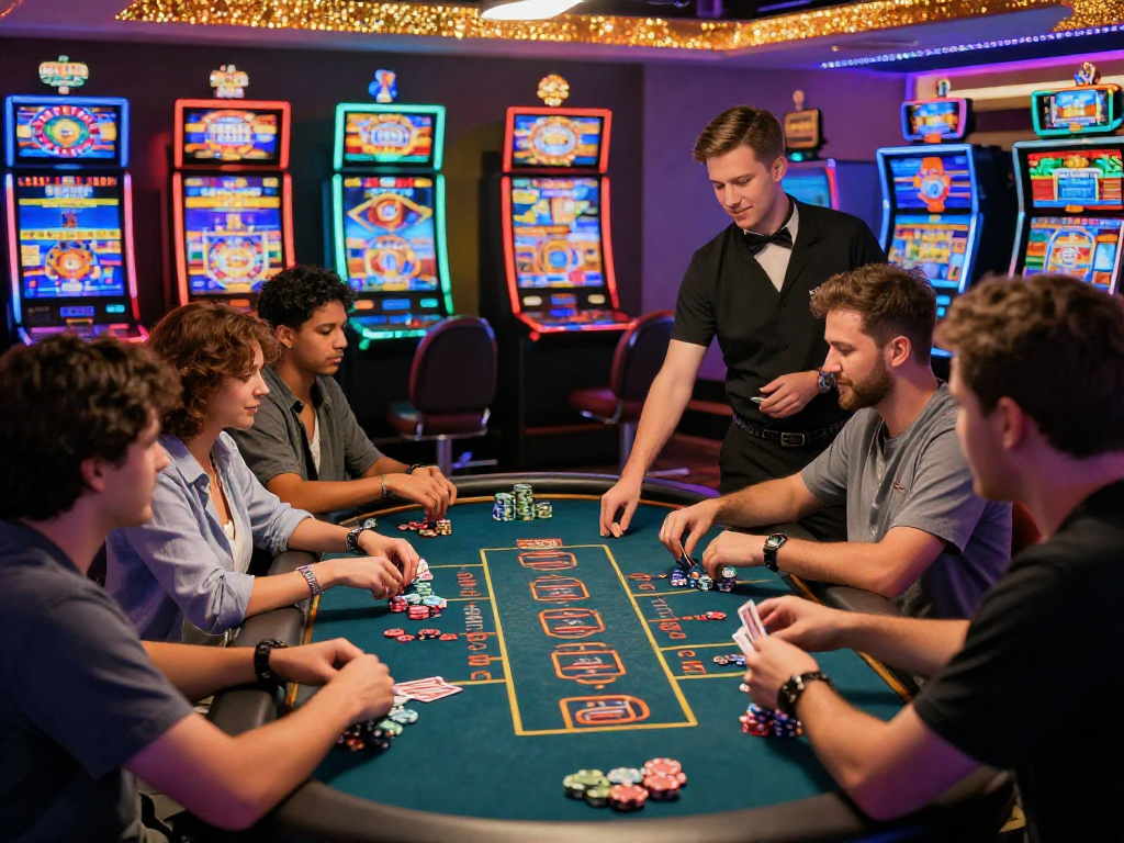 Giocatori esultanti in un casinò online, esplorando i migliori casino online non AAMS per un'esperienza entusiasmante.