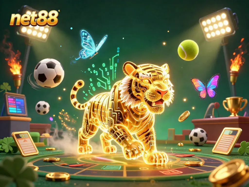 Experience high-energy gameplay with net88 in a vibrant casino atmosphere featuring a glowing golden tiger.