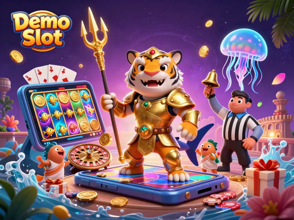 Experience exciting gameplay with Demo Slots, showcasing vibrant graphics in a dynamic casino scene.