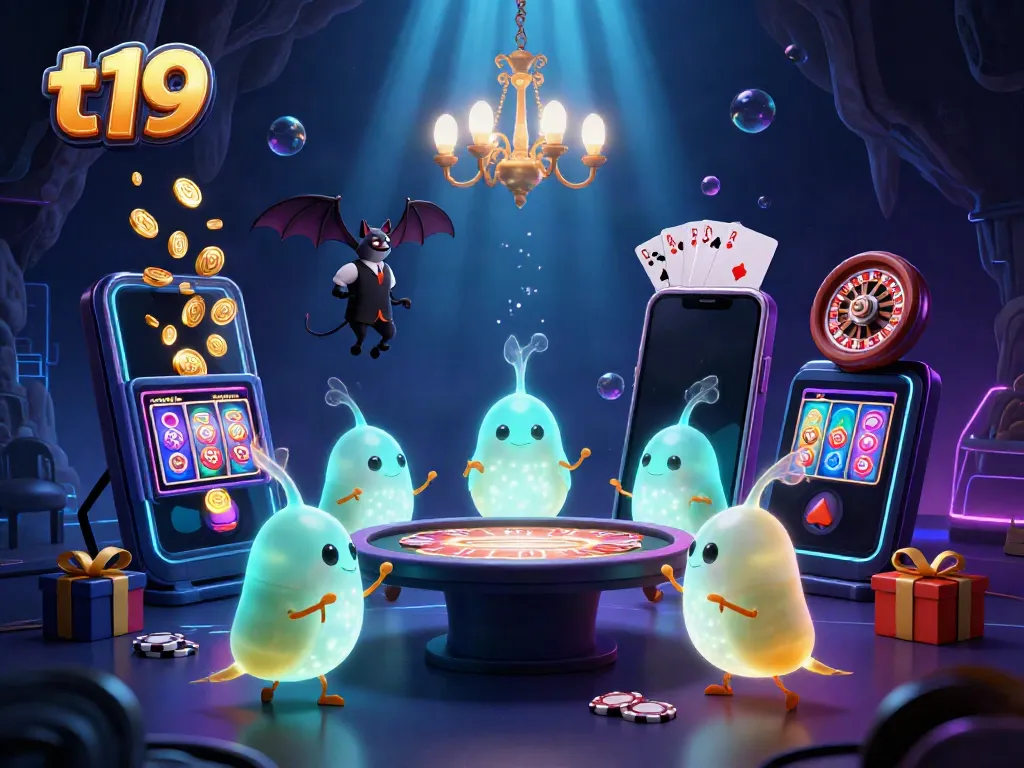 Engage in thrilling gameplay at t19 with vibrant glowworms illuminating a cave casino.