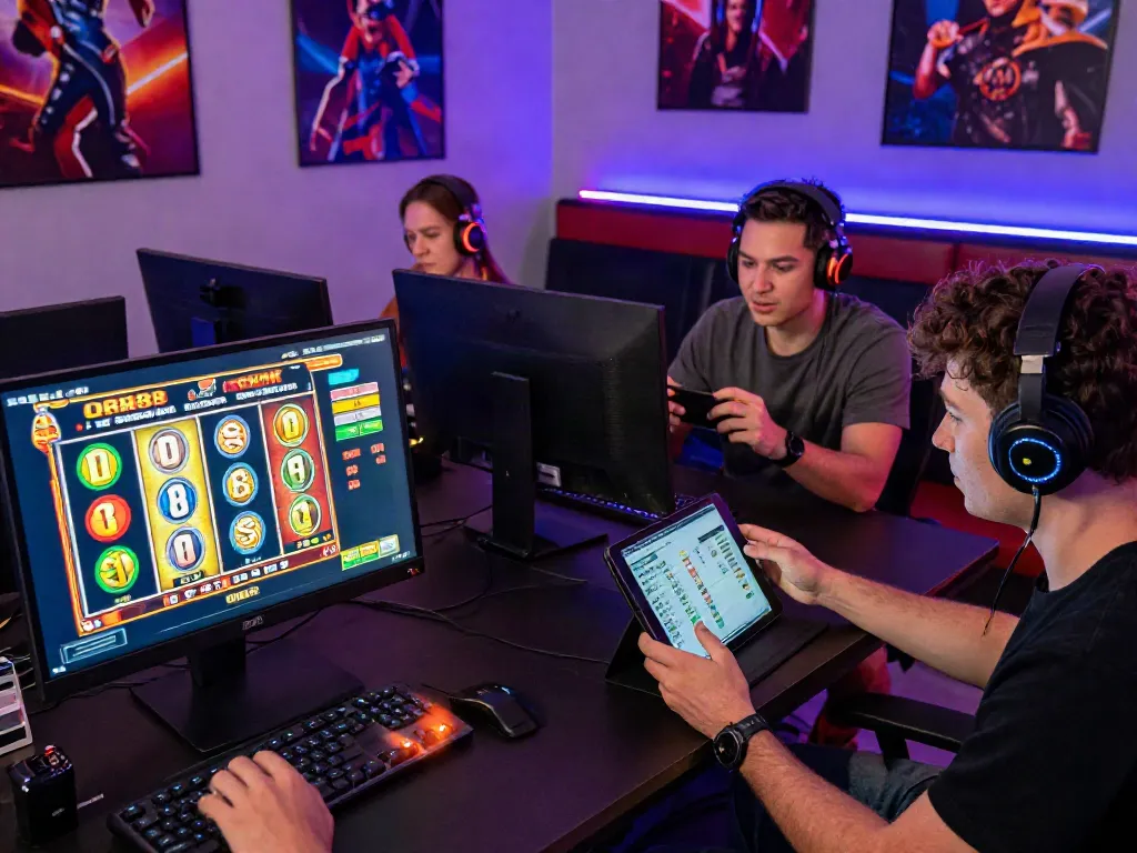 Players engaged in online gaming on DA88 platform, showcasing vibrant slot games and betting strategies.
