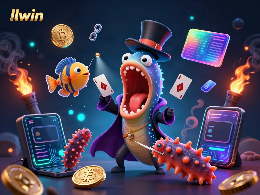 Experience thrilling gameplay with LLWIN's vibrant casino magic featuring unique sea creatures, cryptocurrencies, and energetic atmosphere.