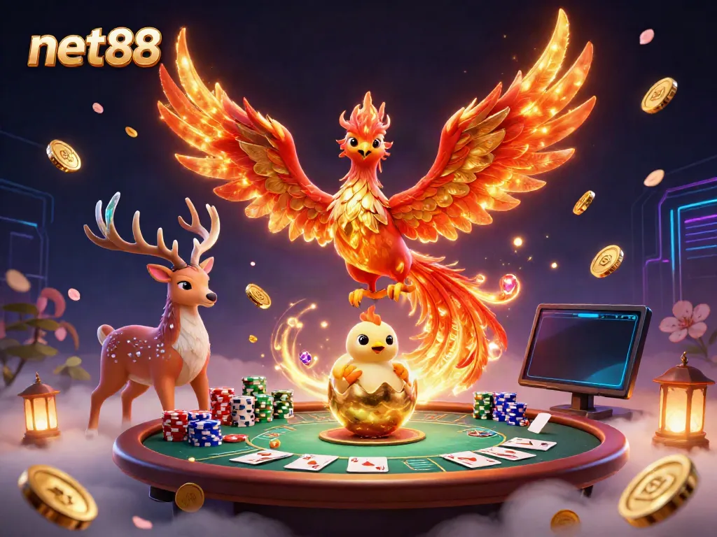 Experience thrilling engagement with net88's casino features, featuring vibrant characters and interactive elements.
