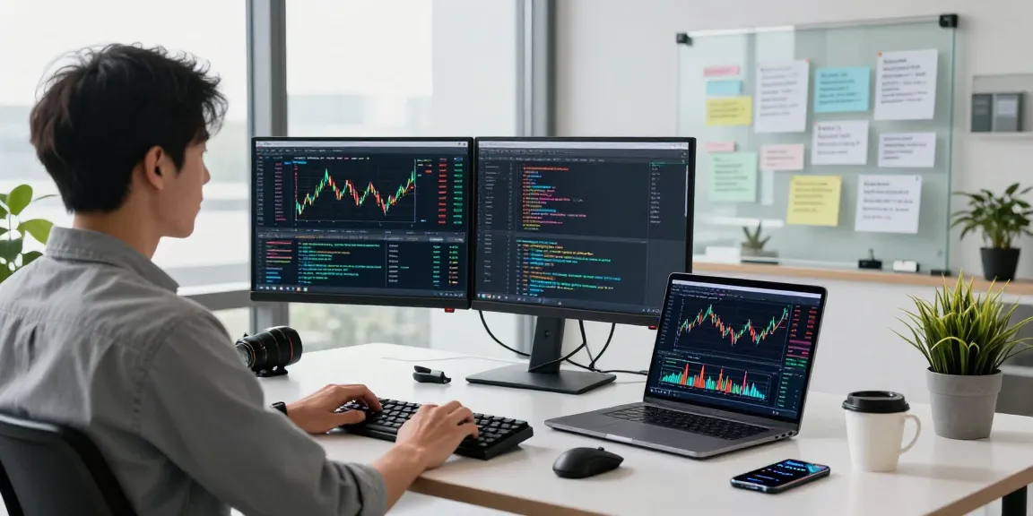 Developer analyzing real-time Hang Seng constituent stock API data in a modern workspace, showcasing tools for fintech strategies.